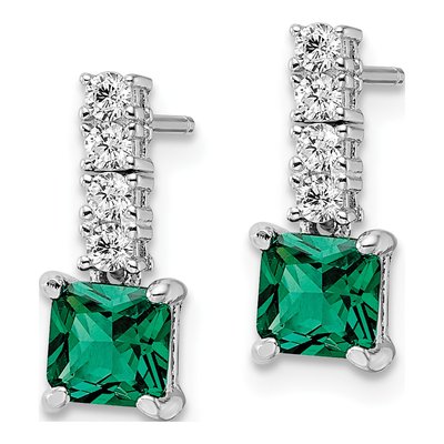 Sterling Silver CZ Dangle Earrings – view 3