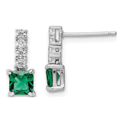 Sterling Silver CZ Dangle Earrings