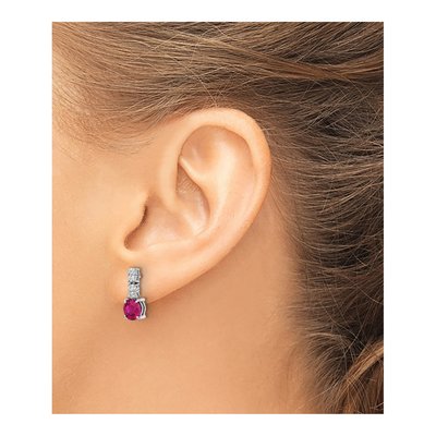 Sterling Silver Lab-Created Ruby & CZ Dangle Earrings – view 4
