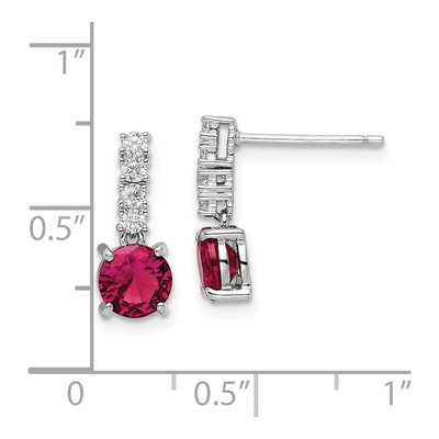Sterling Silver Lab-Created Ruby & CZ Dangle Earrings – view 5