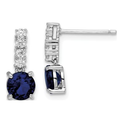 Sterling Silver CZ Dangle Earrings