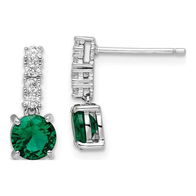 Sterling Silver CZ Dangle Earrings