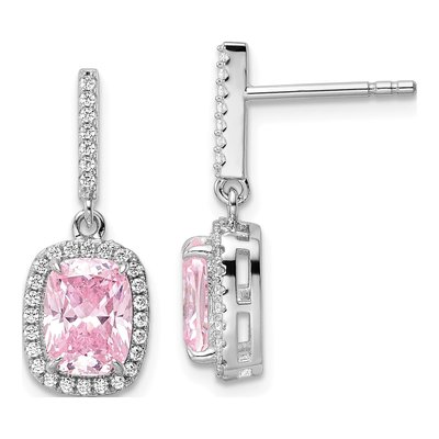 Sterling Silver CZ Dangle Earrings