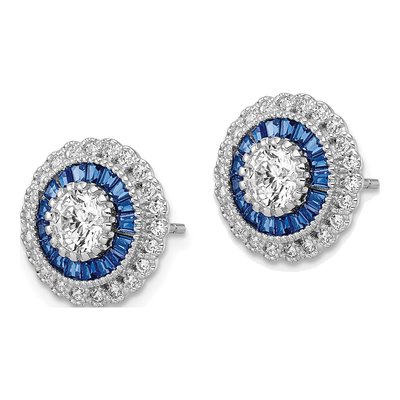 Sterling Silver CZ Round Stud Earrings – view 3
