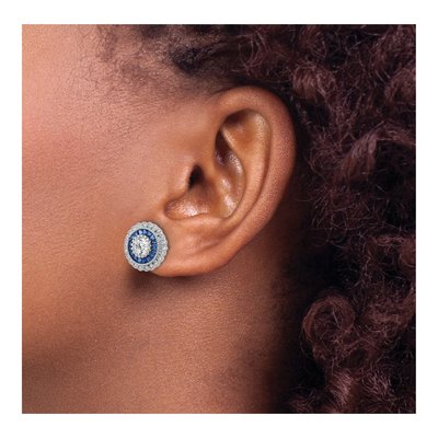Sterling Silver CZ Round Stud Earrings – view 4