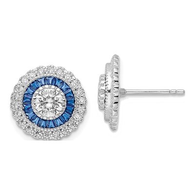 Sterling Silver CZ Round Stud Earrings