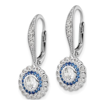 Sterling Silver CZ Leverback Earrings – view 3
