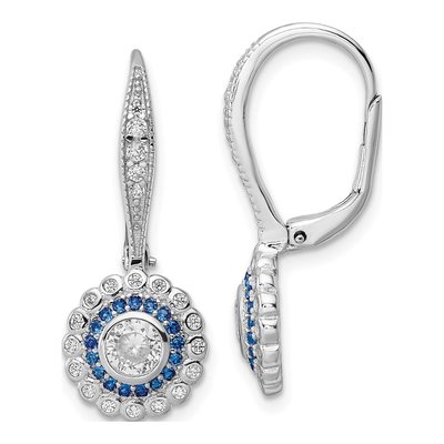 Sterling Silver CZ Leverback Earrings