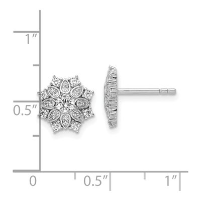 Sterling Silver Round CZ Snowflake Stud Earrings – view 5