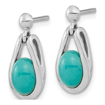 Sterling Silver Turquoise Oval Dangle Earrings – view 3