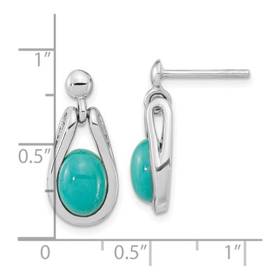 Sterling Silver Turquoise Oval Dangle Earrings – view 5
