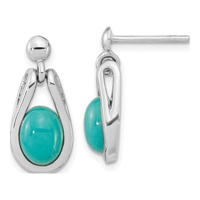 Sterling Silver Turquoise Oval Dangle Earrings