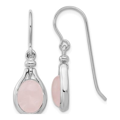 Sterling Silver Quartz Oval Dangle Earrings