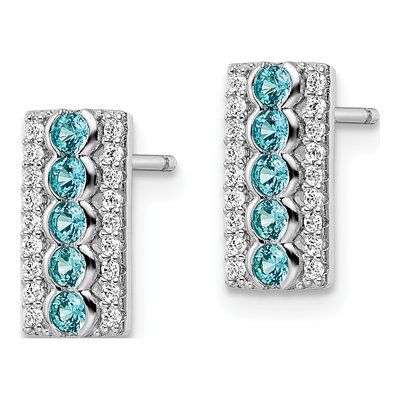 Sterling Silver CZ Aqua Dangle Earrings – view 3