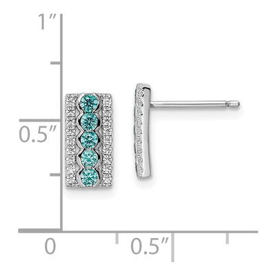 Sterling Silver CZ Aqua Dangle Earrings – view 5