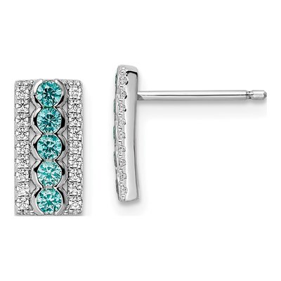 Sterling Silver CZ Aqua Dangle Earrings