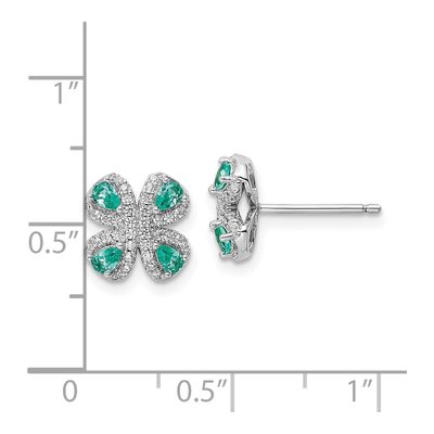 Sterling Silver Round CZ Teal Button Stud Earrings – view 5