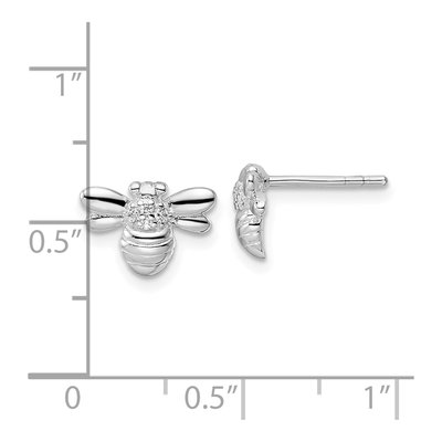 Sterling Silver Round CZ Bumble Bee Stud Earrings – view 5