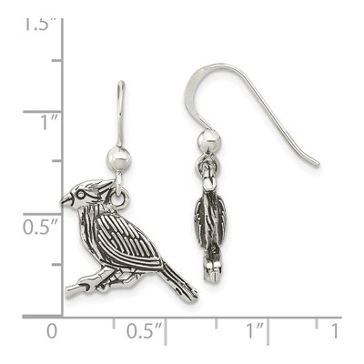 Sterling Silver Antiqued Bird on Branch Dangle Earrings – view 5
