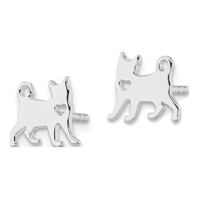 Sterling Silver Cat Stud Earrings – view 3