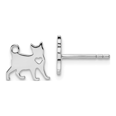 Sterling Silver Cat Stud Earrings