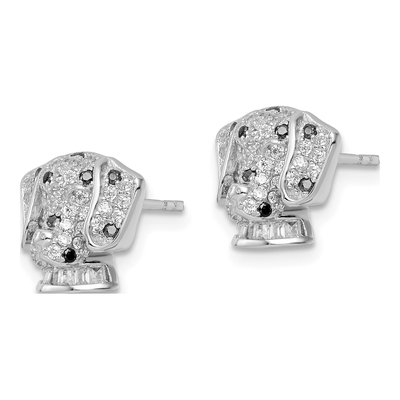 Sterling Silver Baguette CZ Dalmatian Head Stud Earrings – view 3