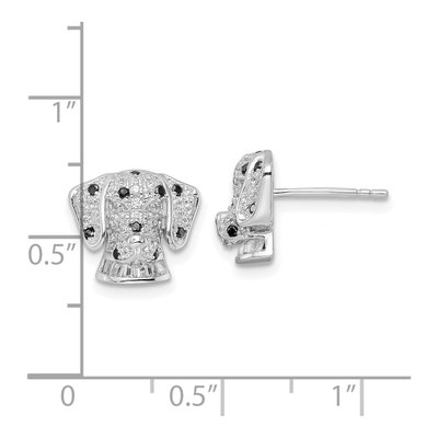 Sterling Silver Baguette CZ Dalmatian Head Stud Earrings – view 5