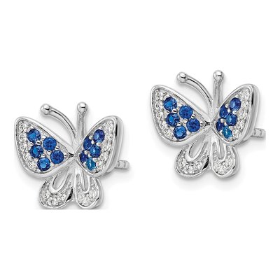 Sterling Silver Round CZ Butterfly Stud Earrings – view 3