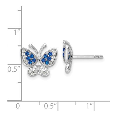 Sterling Silver Round CZ Butterfly Stud Earrings – view 5