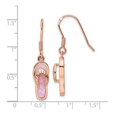 Rose Gold-Plated Sterling Silver Lab-Created Opal Flip Flop Dangle Earrings – view 5