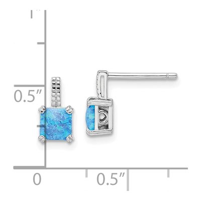 Sterling Silver Lab-Created Opal Square Dangle Earrings – view 5
