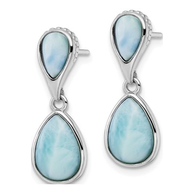 Sterling Silver Larimar Pear Dangle Earrings – view 3