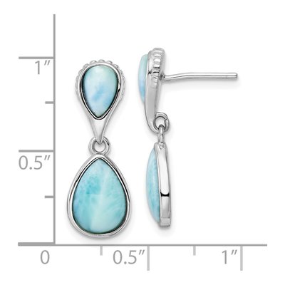 Sterling Silver Larimar Pear Dangle Earrings – view 5