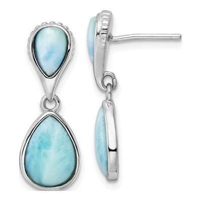 Sterling Silver Larimar Pear Dangle Earrings