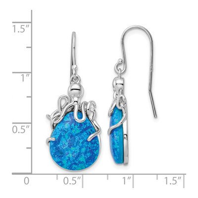 Sterling Silver Lab-Created Opal Octopus Dangle Earrings – view 5