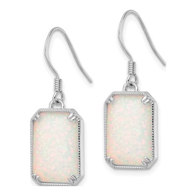 Sterling Silver Lab-Created Opal & CZ Dangle Earrings – view 3