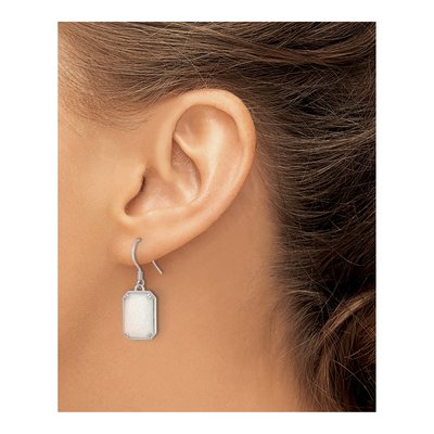 Sterling Silver Lab-Created Opal & CZ Dangle Earrings – view 4