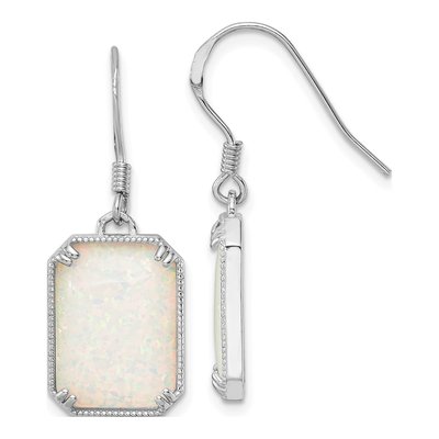 Sterling Silver Lab-Created Opal & CZ Dangle Earrings