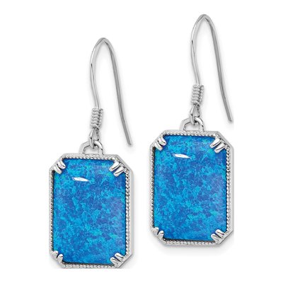 Sterling Silver Lab-Created Opal & CZ Dangle Earrings – view 3
