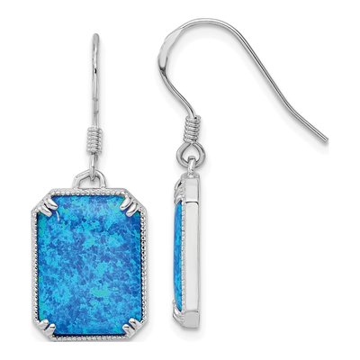 Sterling Silver Lab-Created Opal & CZ Dangle Earrings