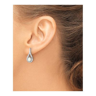 Sterling Silver Lab-Created Opal & CZ Dangle Earrings – view 4