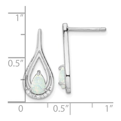 Sterling Silver Lab-Created Opal & CZ Dangle Earrings – view 5