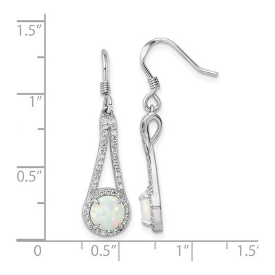 Sterling Silver Lab-Created Opal & CZ Dangle Earrings – view 5