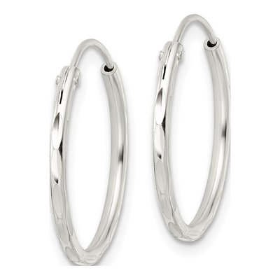 Sterling Silver 20mm Diamond-Cut Endless Hoop Earrings – view 3