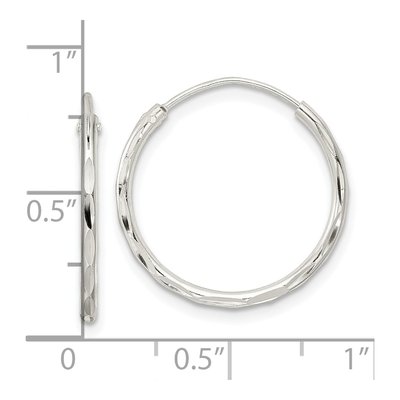 Sterling Silver 20mm Diamond-Cut Endless Hoop Earrings – view 5