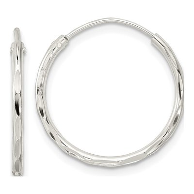 Sterling Silver 20mm Diamond-Cut Endless Hoop Earrings