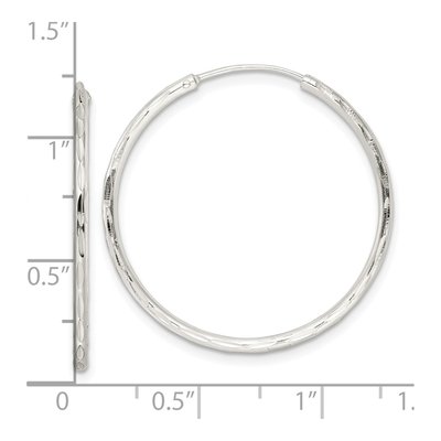 Sterling Silver 30mm Diamond-Cut Endless Tube Hoop Earrings – view 5