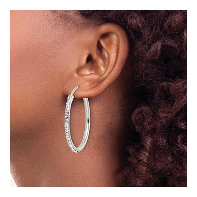 Sterling Silver 20mm Crystal Endless Hoop Earrings – view 4