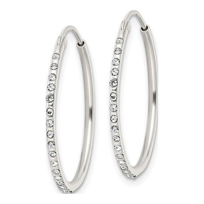 Sterling Silver 26mm Crystal Endless Hoop Earrings – view 3