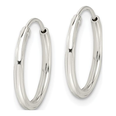 Sterling Silver 15mm Diamond-Cut Endless Hoop Earrings – view 3